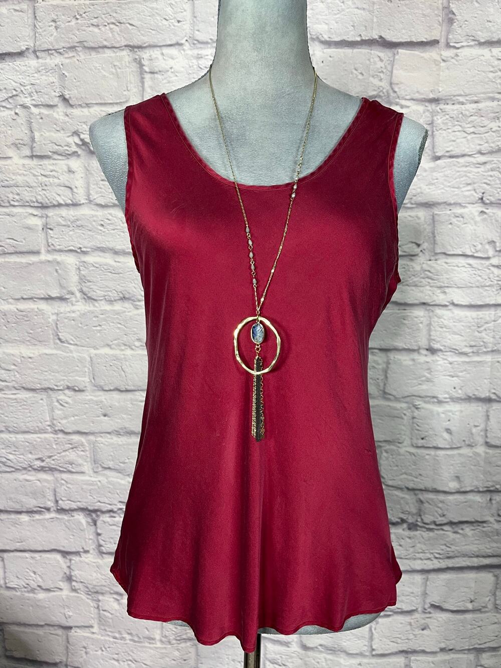 Vintage Lord and Taylor Crimson Red Silk Tank Top Blouse